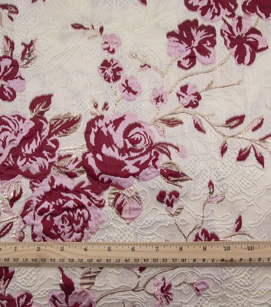 Yaya Han Pink Floral Brocade Fabric, , hi-res, image 3
