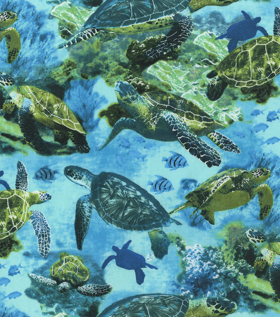 Hi Fashion Sea Turtles in Ocean Novelty Cotton Fabric
