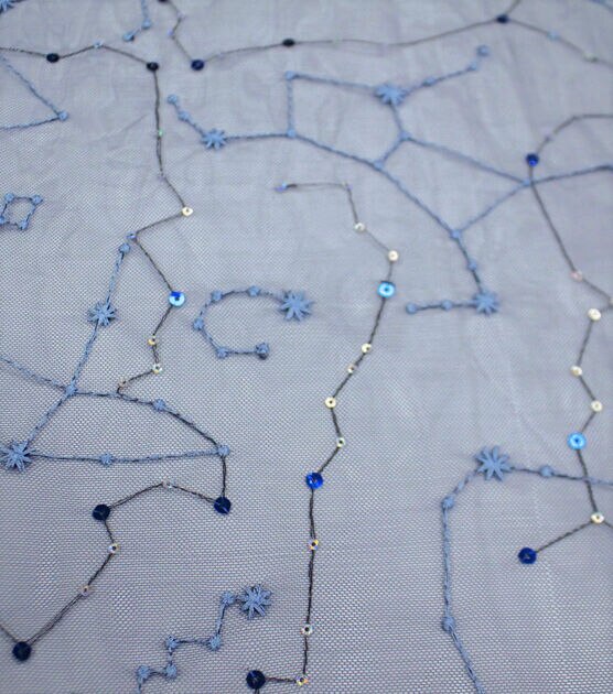 Blue Constellations Sequin Fabric
