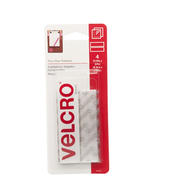 VELCRO Brand  Thin Clear Fasteners 3 1/2in x 3/4in strips 4 ct.