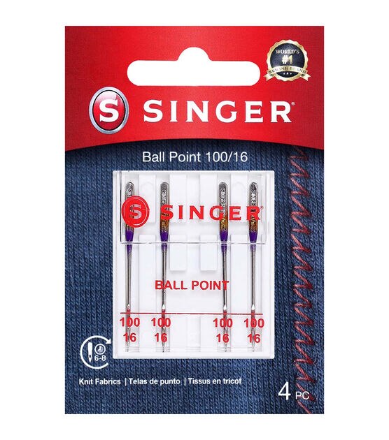 SINGER Universal Ball Point Machine Needles Size 100/16 4ct