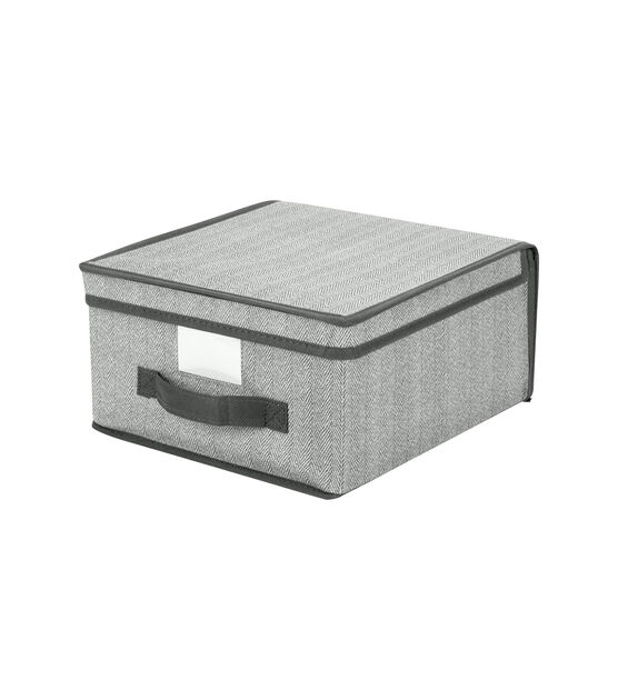 Simplify 12" Gray Storage Box With Handle, , hi-res, image 1