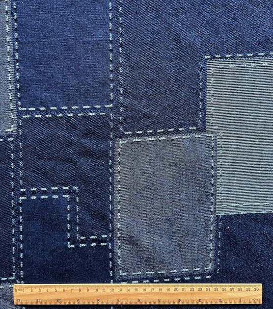 Blue Patchwork Denim Fabric | JOANN