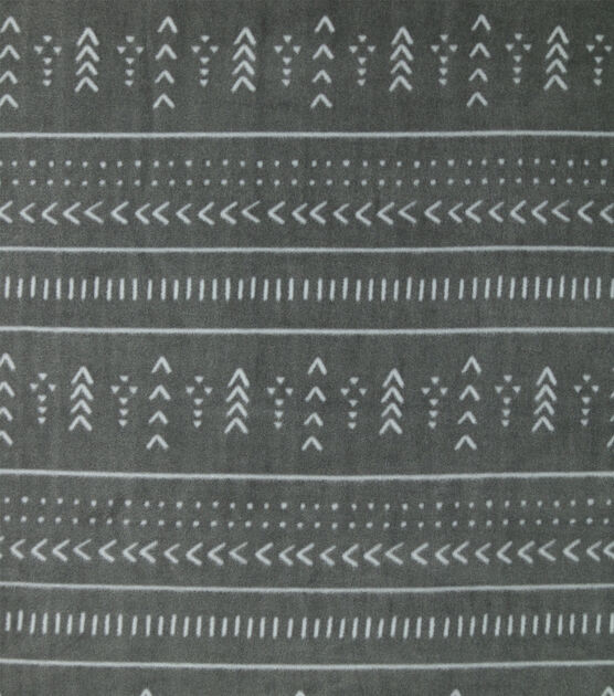 Directional Geometrics on Gray Anti Pill Fleece Fabric