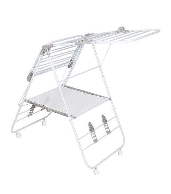 Honey Can Do 57" White Folding Gullwing Clothes Drying Rack With Wheels, , hi-res, image 6