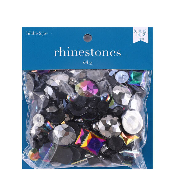 220ct Black Assorted Plastic Flat Back Rhinestones by hildie & jo