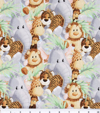 FLANNEL FABRIC-Pre Cut yardage-Zoo Animals Nursery Fabric 100/% Cotton Fabric