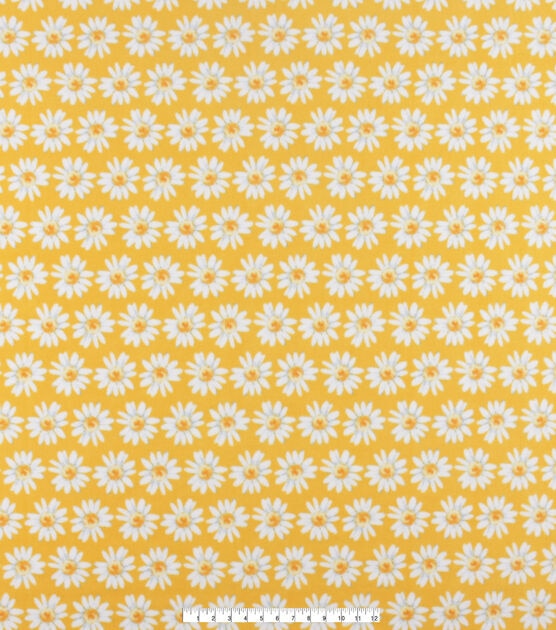 Daisies on Yellow Anti Pill Fleece Fabric, , hi-res, image 3