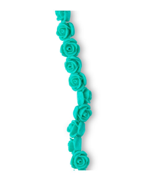 7" Turquoise Resin Carved Rose Bead Strand by hildie & jo, , hi-res, image 3
