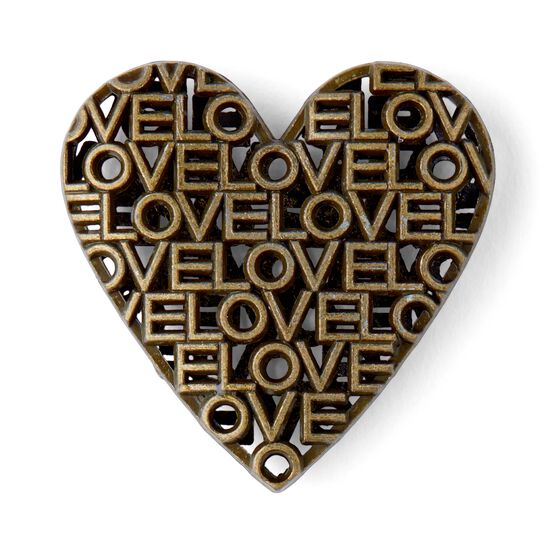 Oxidized Brass Heart Pendant With Love Cutout by hildie & jo, , hi-res, image 2