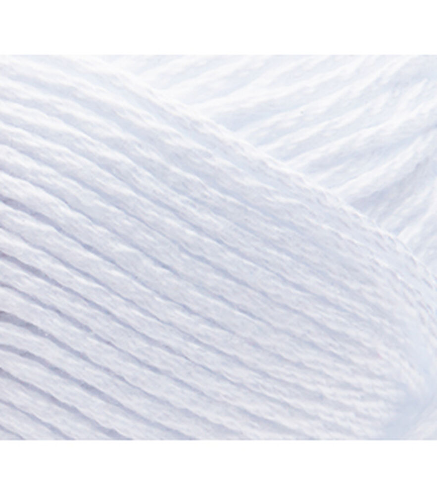 Lion Brand 24/7 Cotton 186yds Worsted Cotton Yarn, White, swatch, image 1