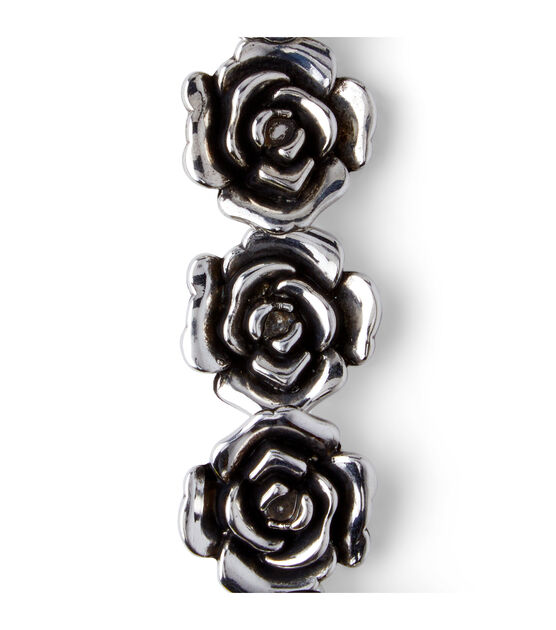 4" Silver Plated Plastic Rose Bead Strand by hildie & jo, , hi-res, image 3