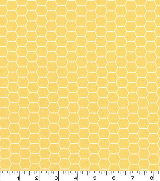 Hexagon Wire on Lemon Drop Quilt Cotton Fabric by Quilter's Showcase, , hi-res, image 2