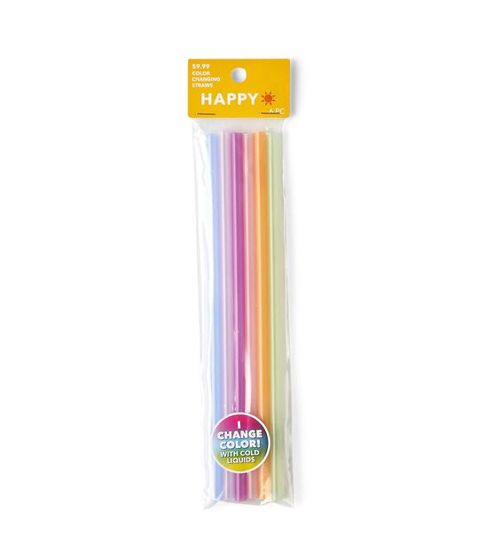 6ct Summer Multicolor Changing Straws by Happy