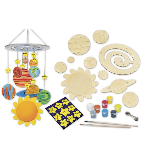 Works of Ahhh 31ct Wood Solar System Mobile Painting Kit, , hi-res, image 2