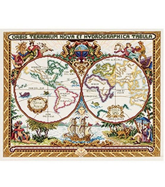 Janlynn 18" x 15" Olde World Map Counted Cross Stitch Kit