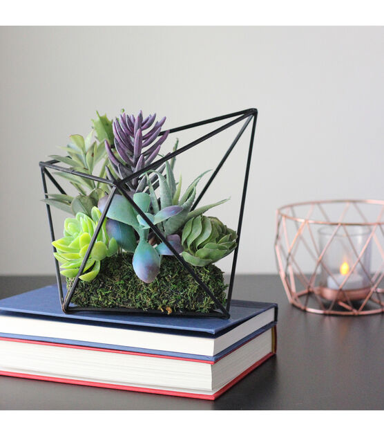 Northlight 6.75" Artificial Succulent in Diamond Metal Wire Frame, , hi-res, image 4