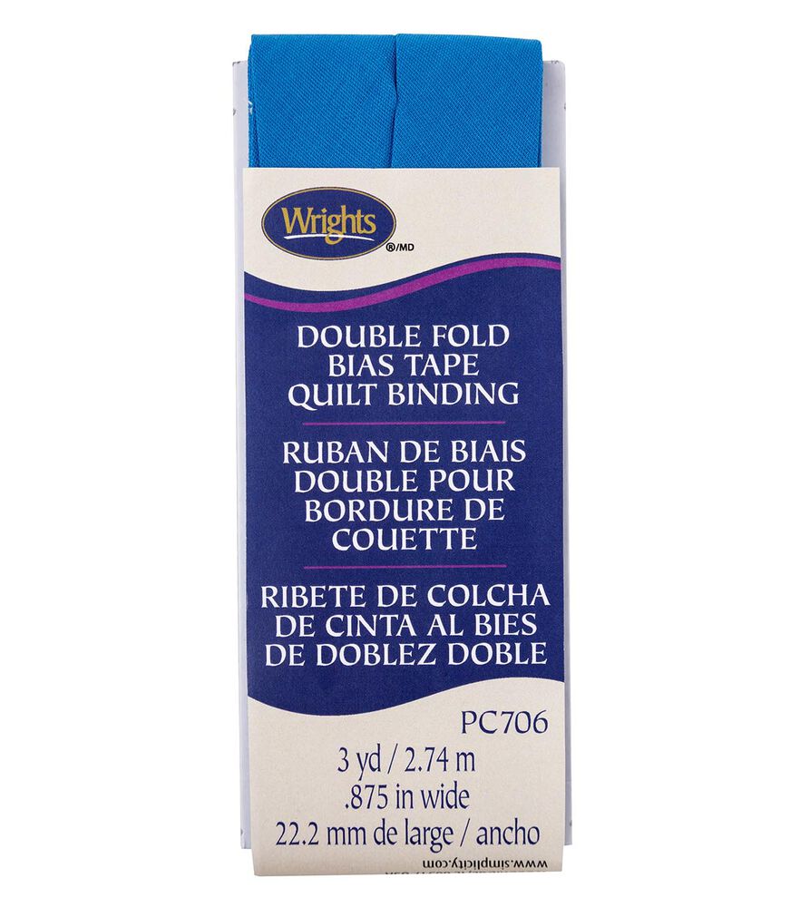 Wrights 7/8" x 3yd Double Fold Quilt Binding, Teal, swatch, image 53