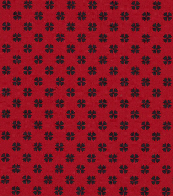 Navy Ditsy Geometrics on Red Quilt Cotton Fabric by Quilter's Showcase