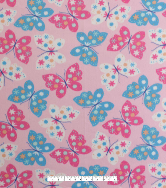 Butterflies On Pink Blizzard Fleece Fabric, , hi-res, image 2