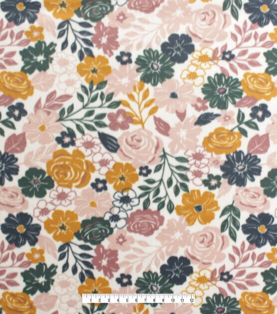 Large Bright Floral Blizzard Feece Fabric, , hi-res, image 2