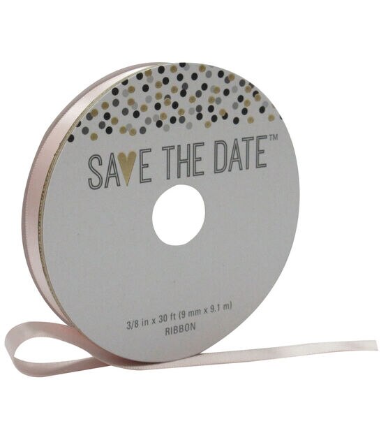 Save the Date 3/8'' X 30' Ribbon Blush Satin