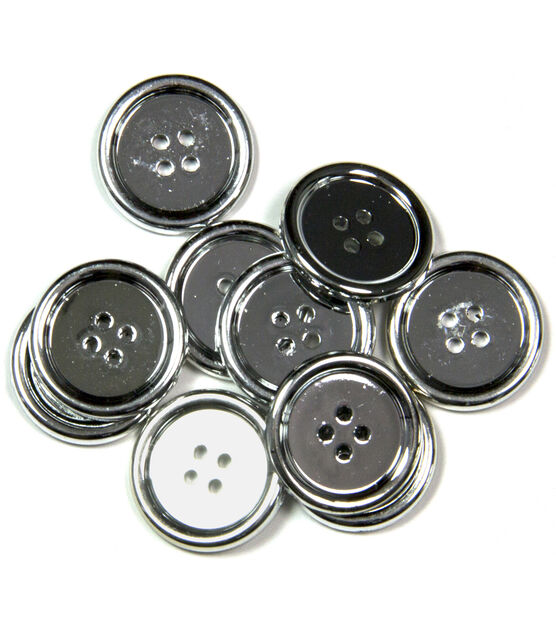 La Mode 1" Silver Round 4 Hole Buttons 10pc, , hi-res, image 2
