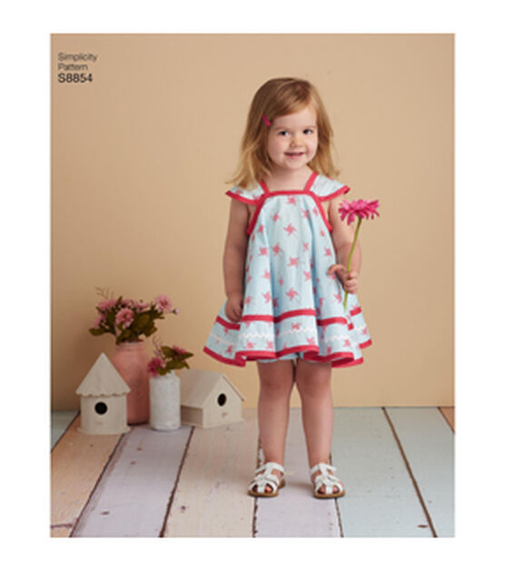 Simplicity S8854 Size 1/2 to 4 Toddler's Pinafore Sewing Pattern, , hi-res, image 3