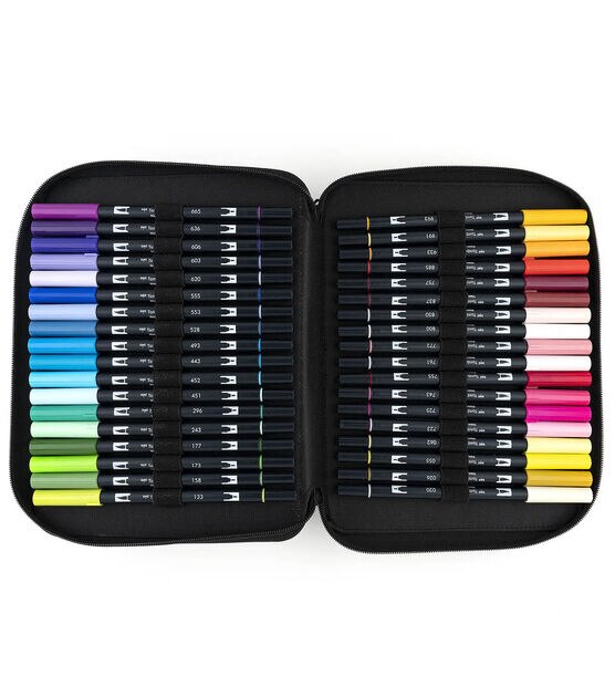 54PC Dual Brush Pen Art Marker Set in Oyster Marker Storage Case