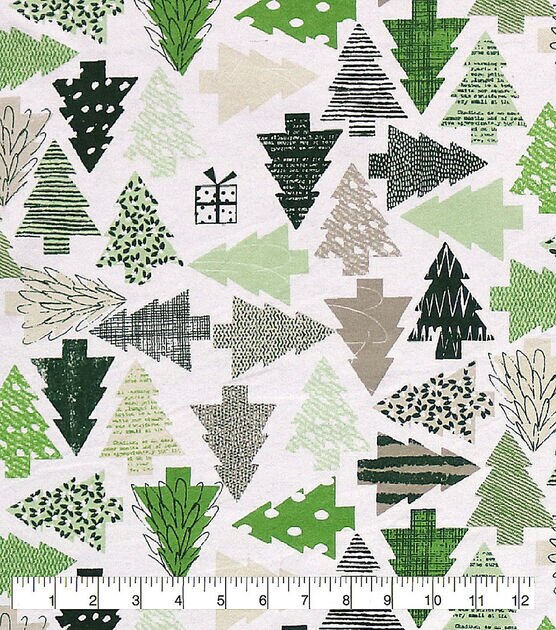 Cutout Trees Super Snuggle Christmas Flannel Fabric
