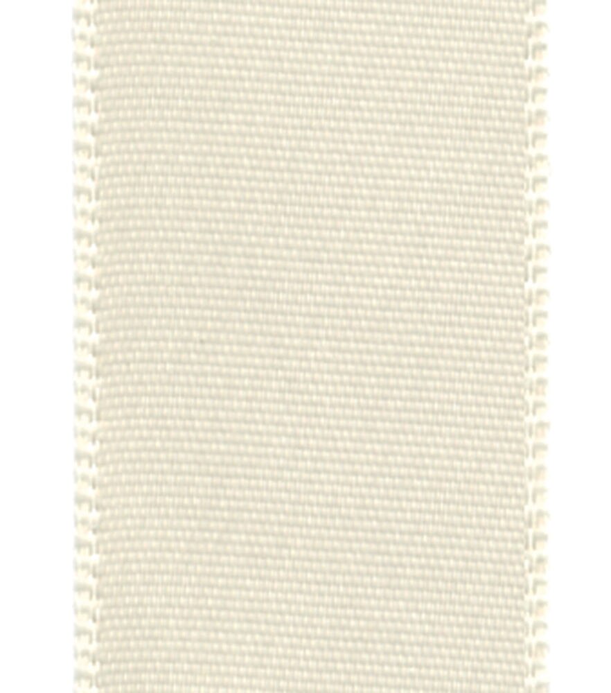 Offray 7/8"x21' Double Faced Satin Solid Ribbon, Antique White, swatch