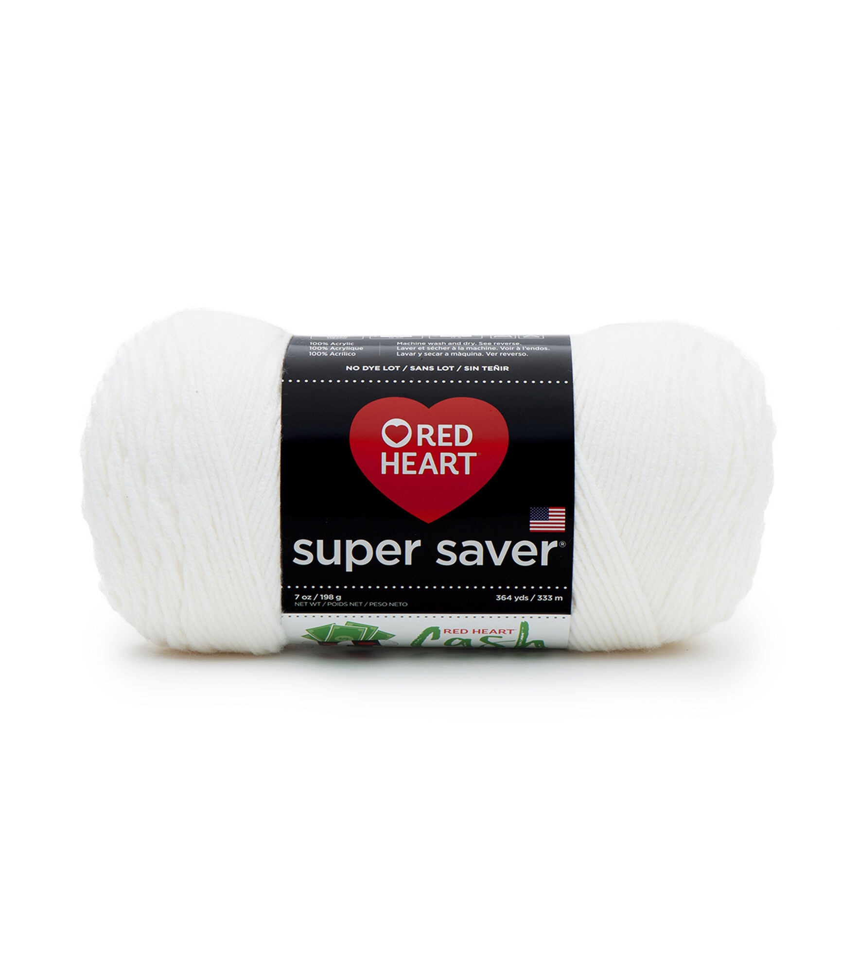Red Heart Super Saver Worsted Acrylic Yarn, White, hi-res