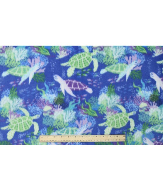 Swimming Turtles on Blue Anti Pill Fleece Fabric, , hi-res, image 4