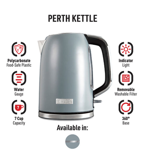 Haden Perth Slate Gray 1.7 Liter Electric Kettle