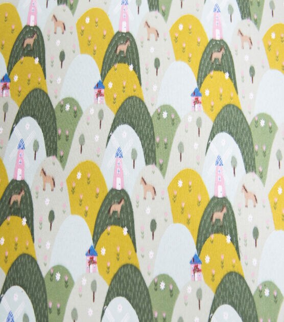 Gray Windmill Mountains Super Snuggle Flannel Fabric, , hi-res, image 1
