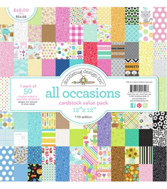 Doodlebug 12in x 12in Cardstock Value Pack - All Occasions, , hi-res, image 2