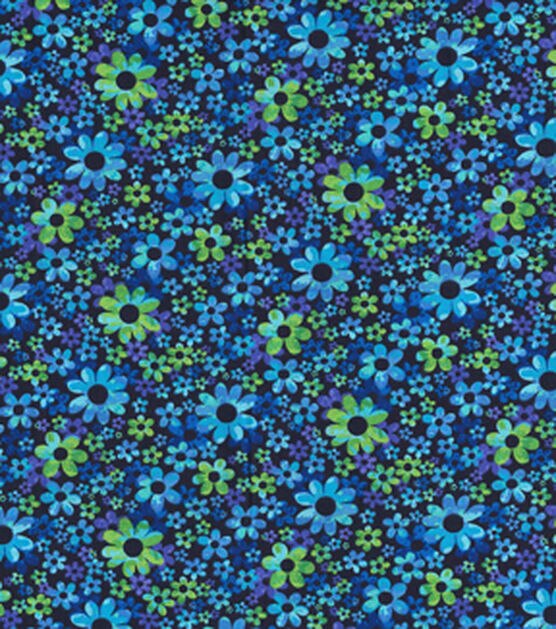 Fabric Traditions Blue & Green Floral Cotton Fabric by Keepsake Calico