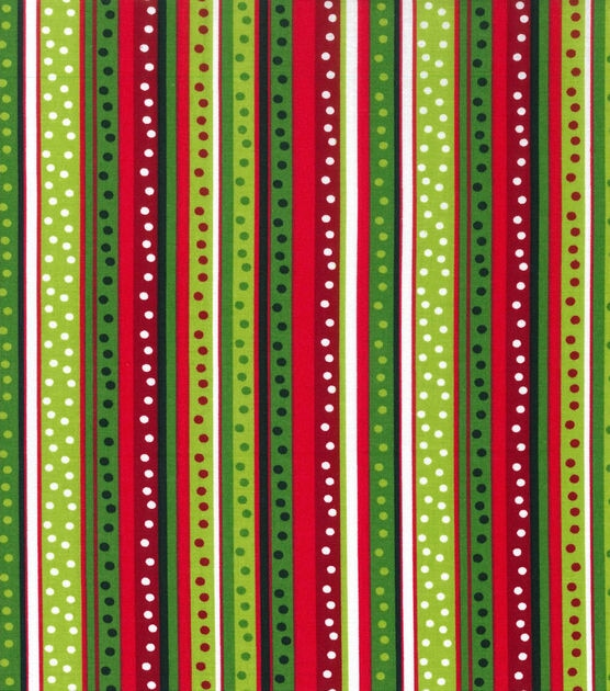 Dotted Stripes Christmas Cotton Fabric