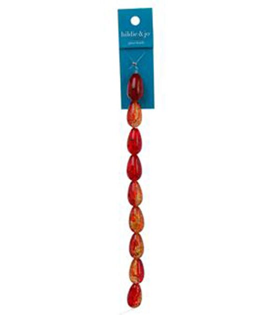 7" Red Teardrop Glass Strung Beads by hildie & jo