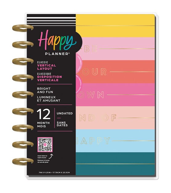 Happy Planner Skinny Classic 12-Month Planner-Happy Brights; July '23 -  June '24