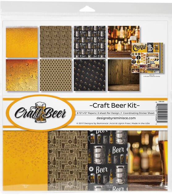 Reminisce Collection Kit 12"X12" Craft Beer, 8 Papers & Stickers