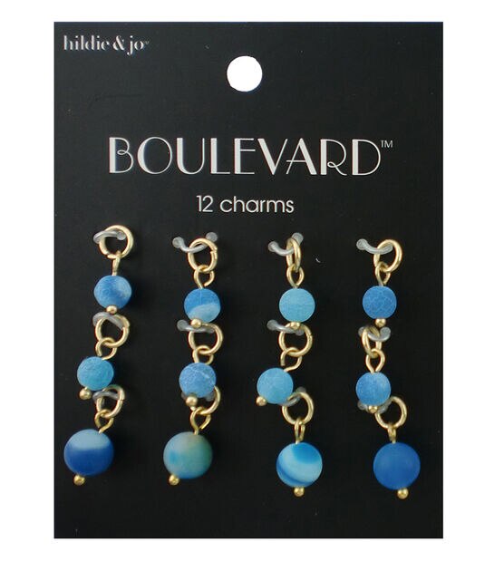 12ct Gold & Blue Round Beaded Charms by hildie & jo