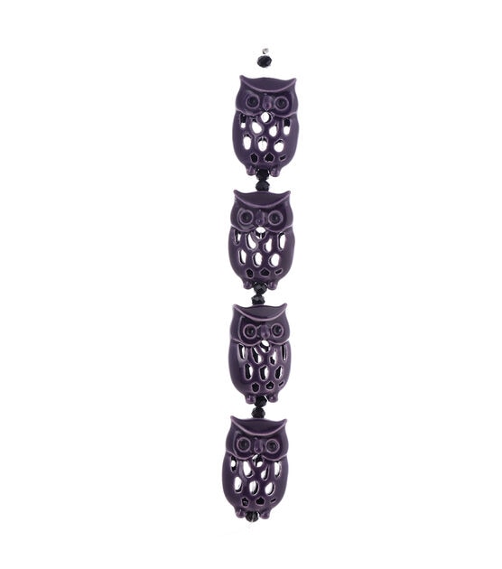 7" Purple Ceramic Owl Strung Beads by hildie & jo, , hi-res, image 3