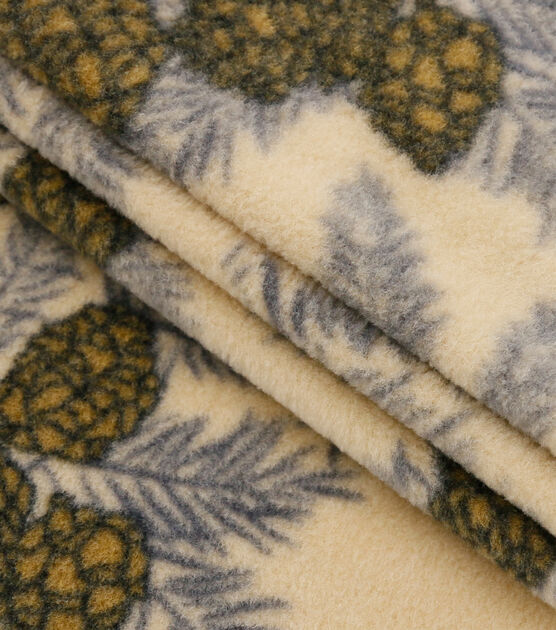 Evergreen & Pinecones Anti Pill Fleece Fabric, , hi-res, image 2