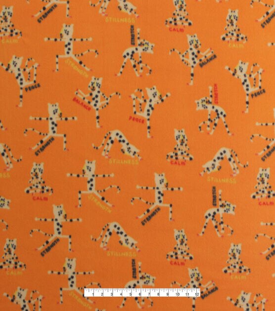 Yoga Cheetahs on Orange Blizzard Fleece Fabric, , hi-res, image 2