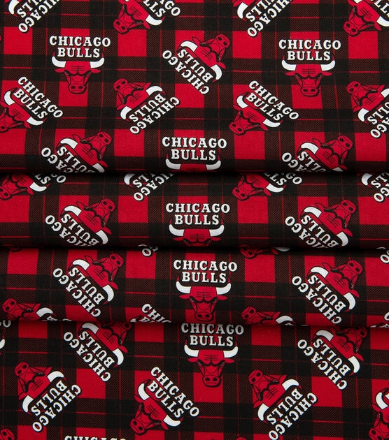 NBA Chicago Bulls Plaid Logo Cotton Fabric, , hi-res, image 3