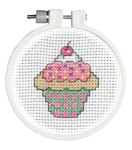 Janlynn 3" Cupcake Round Counted Cross Stitch Kit