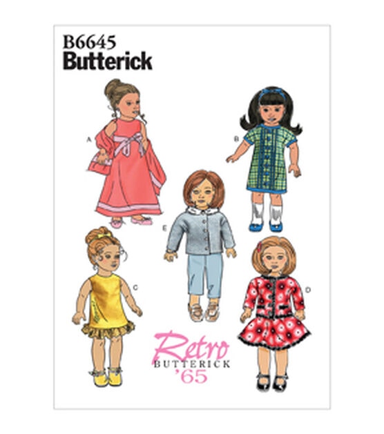 Butterick B6645 Size 18" Doll Clothes Sewing Pattern