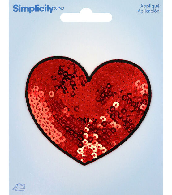 Simplicity 3 Red Sequin Heart Iron On Patch