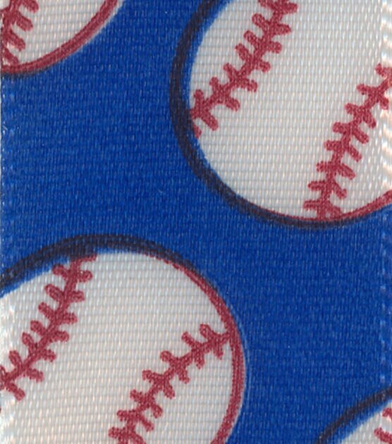 Offray 7/8"x9' Baseball Sport Single Faced Satin Ribbon White